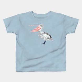 Australian Pelican Marbled Paper Collage Kids T-Shirt